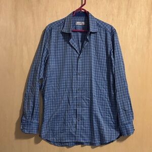 Brandolini Men's Blue Checkered Shirt. Large